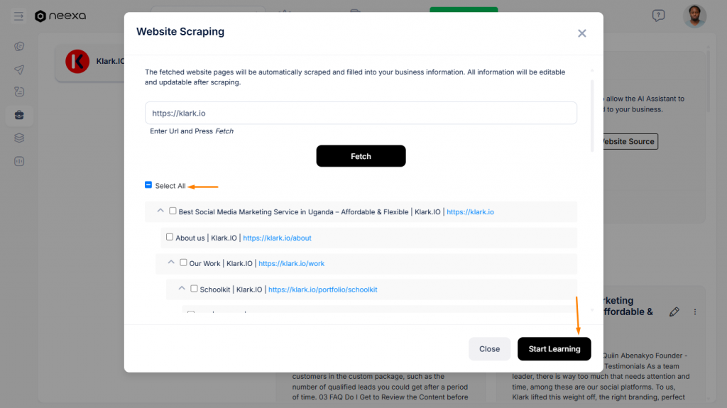 Neexa website scrapping